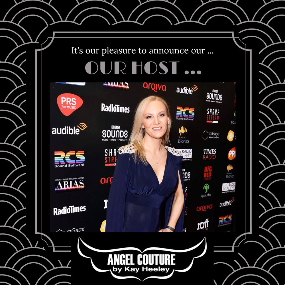 An image with a photo of Stephanie Hirst announcing her as the host for the gala.